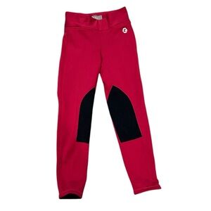 Horze Kids Active Red-Pink Riding Pants with Black Knee Patches M